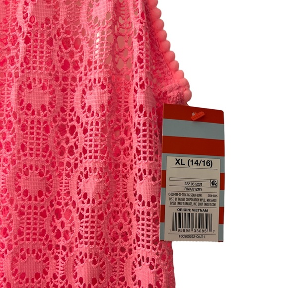 Cat & Jack Hot Pink Crochet Swim Cover Up Dress NWT - Picture 2 of 2